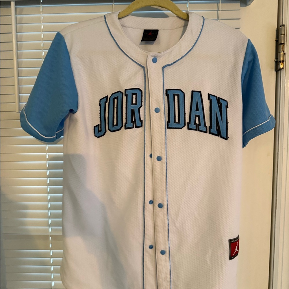 Jordan White and Light Blue Jersey